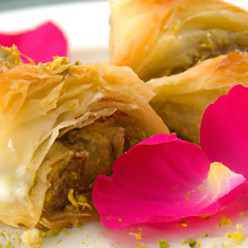 Delightful Rose Petal Baklava Drizzled with Orange Blossom Syrup