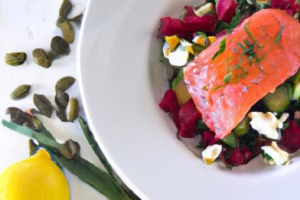 Zesty Sumac Salmon Meets Creamy Beetroot Labneh Delight