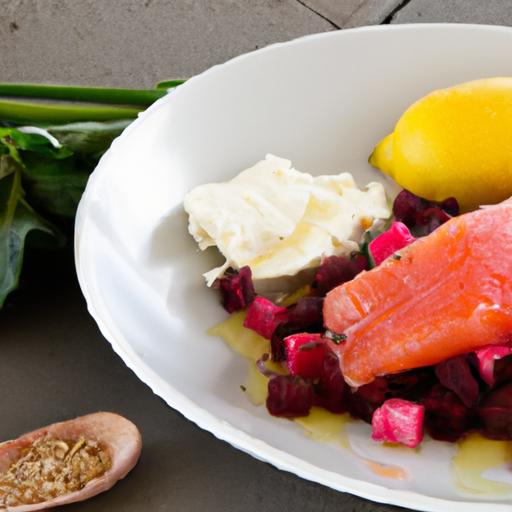 Zesty Sumac Salmon Meets Creamy Beetroot Labneh ​Delight