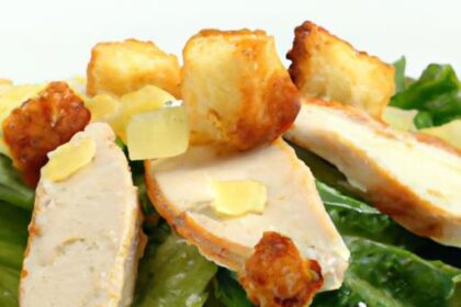 Crisp & Savory: Grilled Chicken Caesar with Parmesan Bites