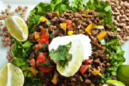 Hearty Lentil Walnut Taco Salad with Zesty Lime Crema Twist