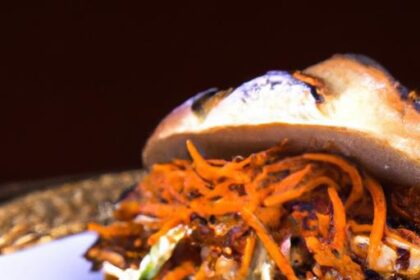 Smoky BBQ Pulled Chicken Sandwiches Topped with Crunchy Slaw
