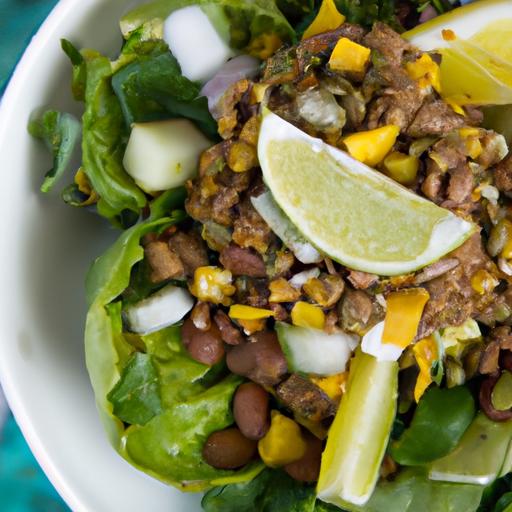 Hearty Lentil ⁢Walnut Taco ⁤Salad with Zesty Lime Crema⁣ Twist