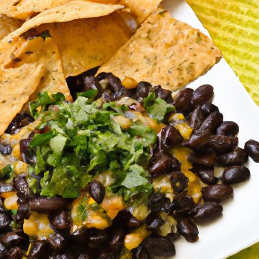 Zesty Black Bean Corn Salsa Paired with Crispy Baked Chips