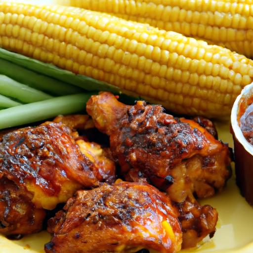 Savor BBQ Chicken Drumsticks Paired​ with Roasted Corn Delight