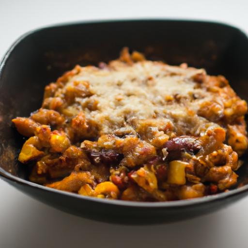 Hearty Vegetarian Chili Mac with a Crispy Cheese Crust