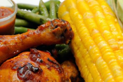 Savor BBQ Chicken Drumsticks Paired with Roasted Corn Delight